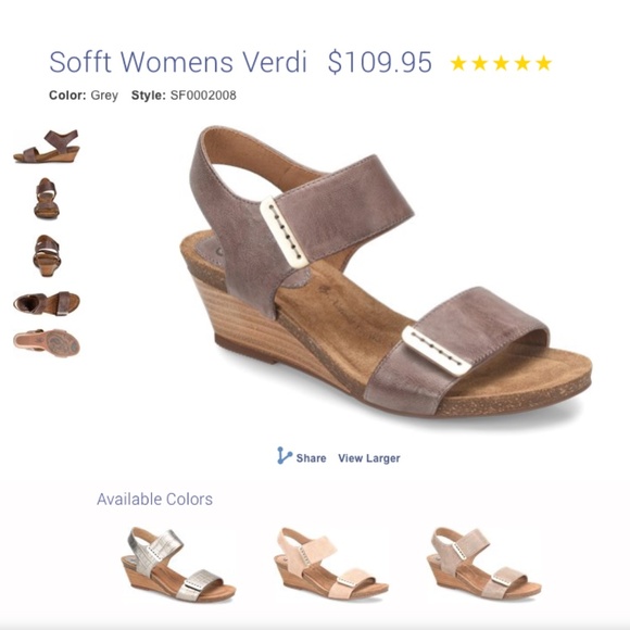 Sofft Verdi Brown/Gray Leather Wedge Sandals - Picture 2 of 13